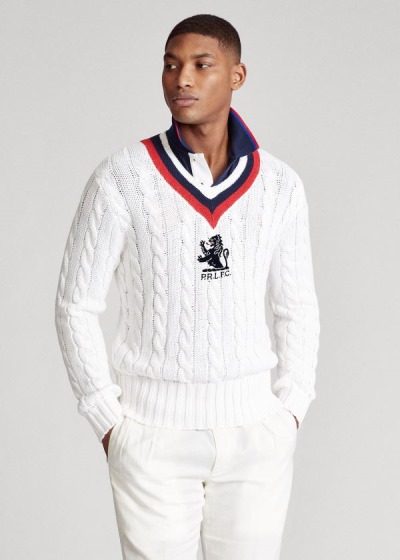 Sueter Polo Ralph Lauren Hombre Blancos / Multicolor - Embroidered Cricket - QCGYV9870